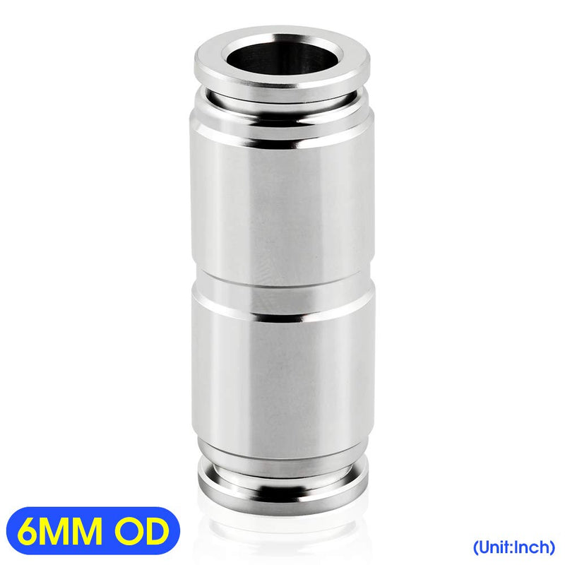 [Australia - AusPower] - TAILONZ PNEUMATIC 304 Stainless Steel Straight - 6mm Tube OD Push to Connect Tube Fittings Push Lock PU-6 (Pack of 1) 6mm OD 