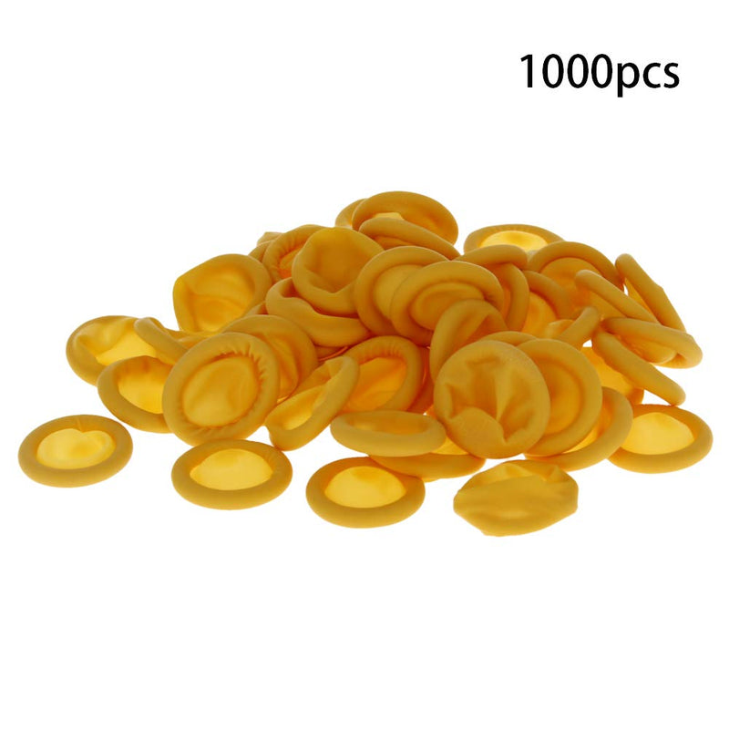 [Australia - AusPower] - Othmro 1000Pcs Latex Finger Cots Industrial Rubber Finger Sleeve Gloves Disposable M Size Fingertips Protector Finger Covers for Electronic Repair Painting Jewelry Cleaning Manicures Yellow 