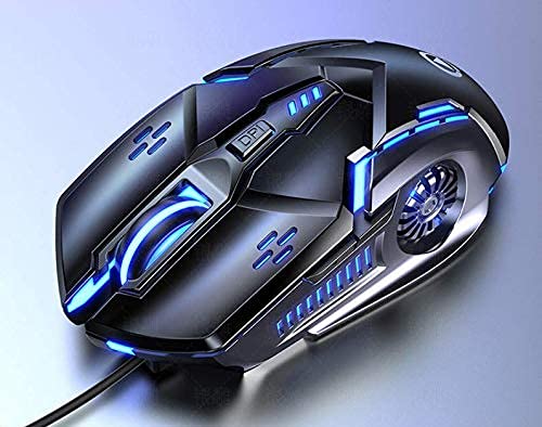 [Australia - AusPower] - Gaming Mouse Wired,6 Buttons, 4 Adjustable DPI Up to 3200 DPI, 7 Circular & Breathing LED Light, Multifunction Wired Mouse Used for Games and Office (Black) Black 