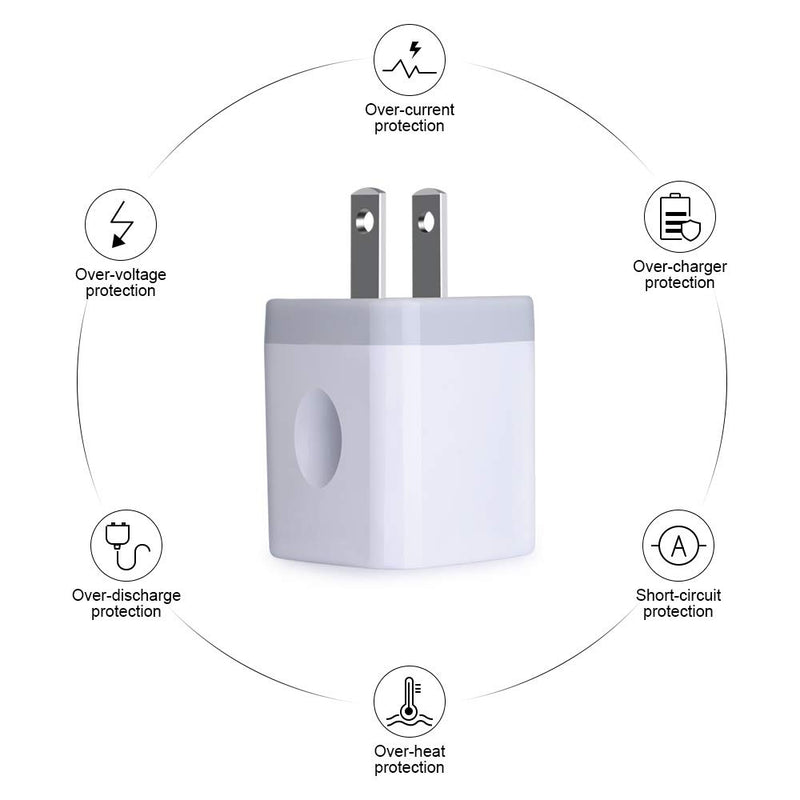 [Australia - AusPower] - USB Charging Plug, GiGreen 5-Pack 2.1A Dual Port Phone Power Block Travel Adapter Fast Wall Charger Box Compatible iPhone XS MAX/X/8/7/6S Plus, Samsung S10+/S9+/S8/S7/S6 Edge, LG G8/G7/G6/V30, Moto G6 