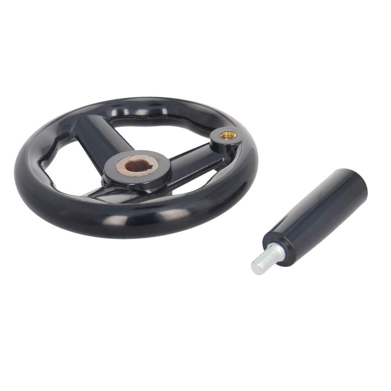 [Australia - AusPower] - 3 Spoke Hand Wheel with Revolving Handle Black Bakelite Round Three Handwheel 12x125mm for Lathe Milling Machine 