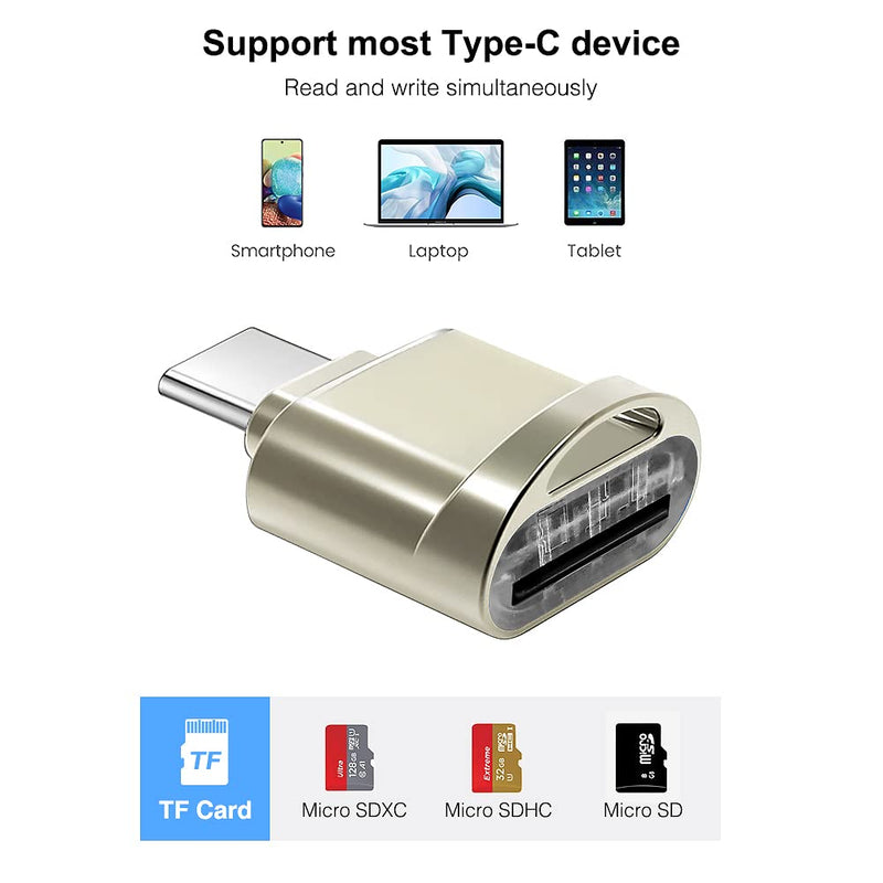 [Australia - AusPower] - Type C Micro SD/TF Card Reader with Keychain, Leizhan USB C to Micro SD SDHC SDXC OTG Memory Reader, Type C Card Reader Adapter Compatible for Mac Windows Lixus Samsung Galaxy Note 20 S20 silver 