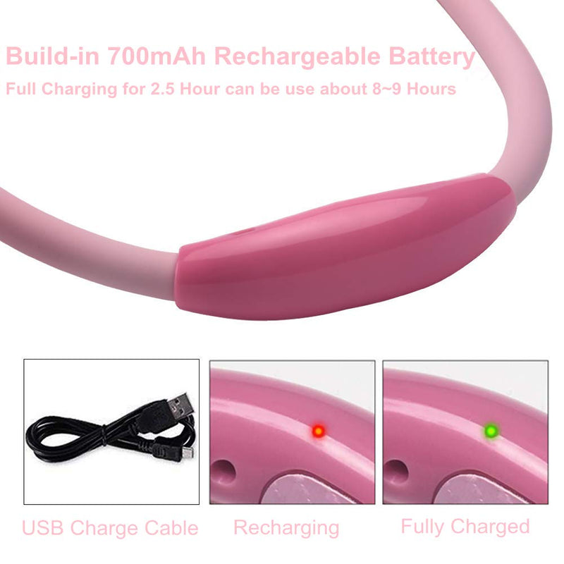 [Australia - AusPower] - Rechargeable 4 LED Neck Reading Light, Book Lights for Reading in Bed, 3 Brightness Levels, 2 Flexible Soft Silicone Arms Comfortable Wear, Long Lasting. Perfect for Bookworms, Craft & Knitting (Pink) Pink 