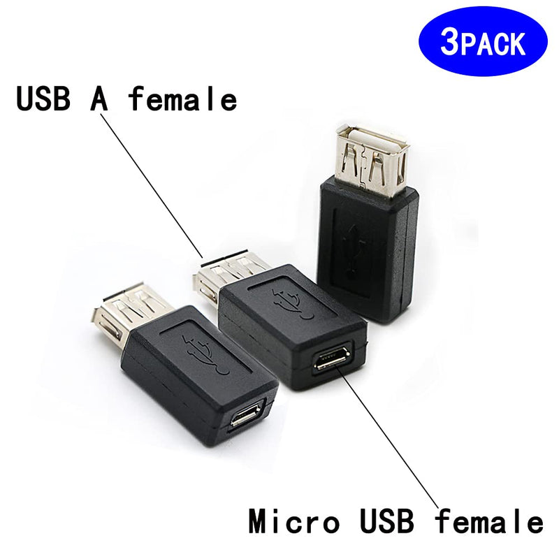 3 Pack USB 2.0 A Female to USB Micro Female Adapter Converter ...