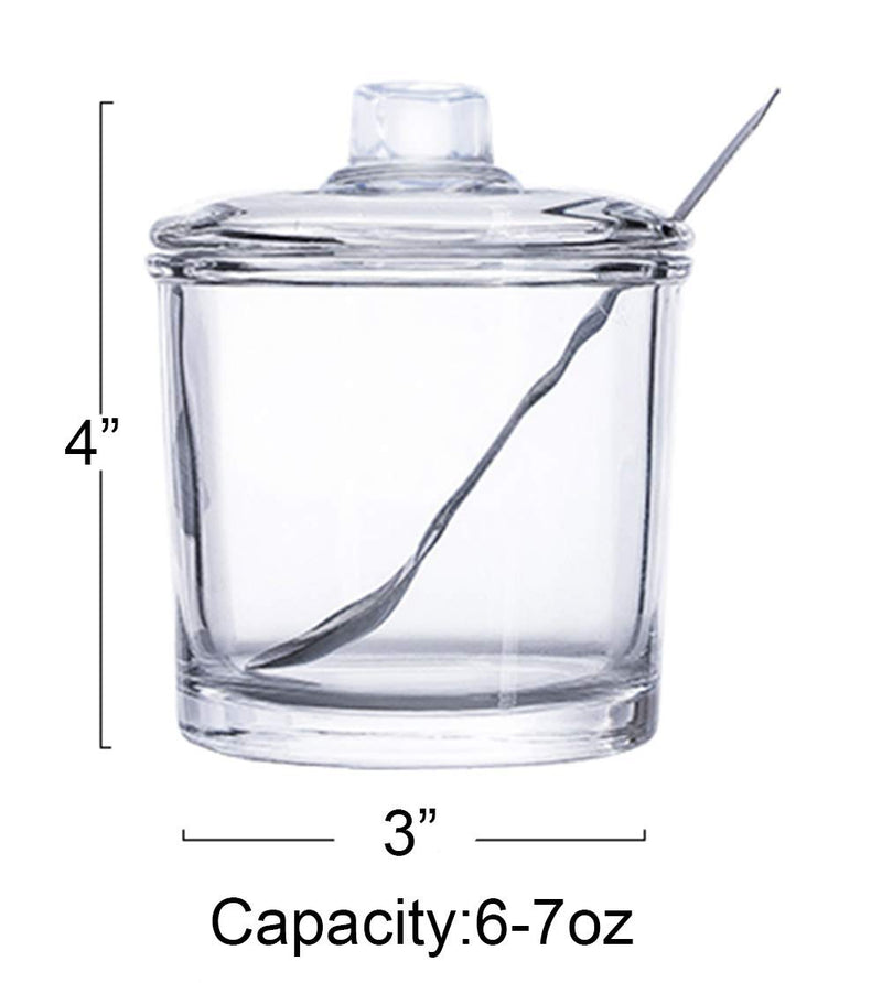 [Australia - AusPower] - 123Arts Glass Sugar Bowl Spice Jar with Lid and Stainless Steel Spoon Spoon 1pcs 