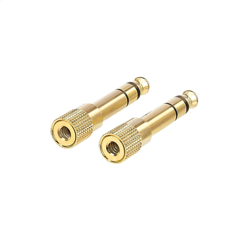 [Australia - AusPower] - Amazon Basics Gold Plated 6.35mm 1/4 Male to 3.5mm 1/8 Female Stereo Headphone Adapter - 2-Pack 