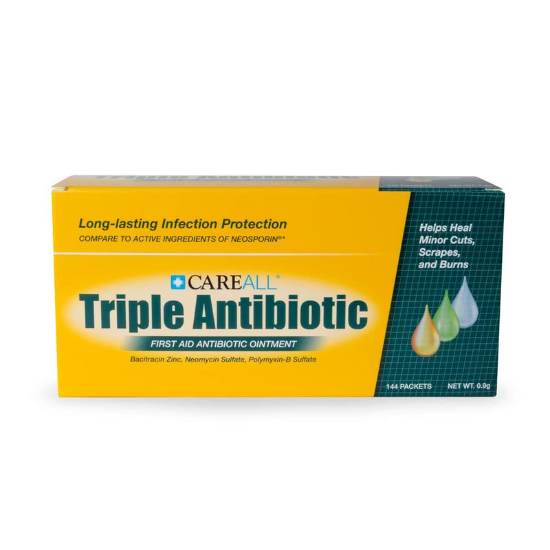 [Australia - AusPower] - (144 Pack) CareALL® Triple Antibiotic Ointment 0.9gr Foil Packet, First Aid Ointment for Minor Scratches and Wounds and Prevents Infection, Compare to The Active Ingredients of Leading Brand. 