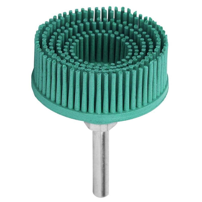 [Australia - AusPower] - Bristle Disc with Connecting Rod, Electric Drills Accessories for Metal Fine Finishing Cleaning Polishing Grinding Deburring Removing Rust Scratches(Green 50#) 