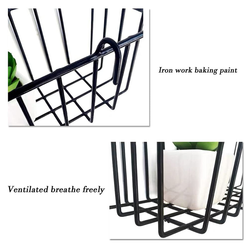 [Australia - AusPower] - 3 Pack Wall Grid Panel Hanging Wire Basket,Wall Storage and Display Basket,Grid Wall Storage Basket for Kitchen,Home Decor Supplies,Black 