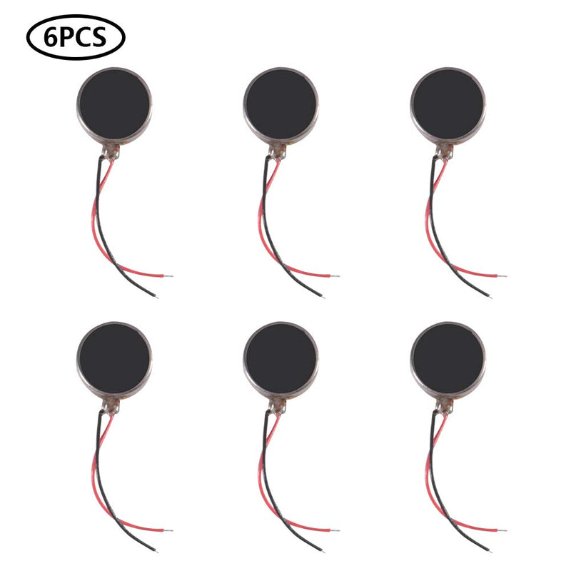 [Australia - AusPower] - Aoicrie 6Pcs 10x2.7mm Mini Motor DC 3V 85mA 12000rpm Flat Coin Button-Type Micro DC Vibrating Motor for DIY Toys, Mobile Phone, Watch, Tablet Computer, Electronic Toy 