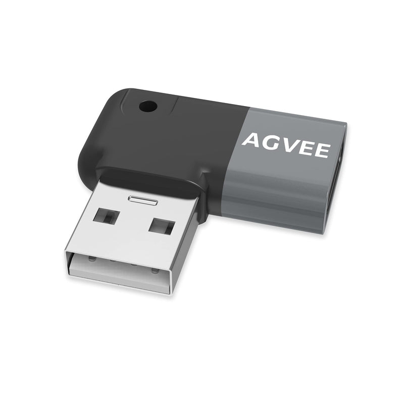 [Australia - AusPower] - AGVEE [2 Pack] 90 Degree Angled USB-C Female to USB-A 2.0 Male Adapter, USBC Type-C Converter Coupler Extension Extender Connector for iPhone 12 11 Pro Max, Samsung S21 S20 S10 Note 20 10, Gray 