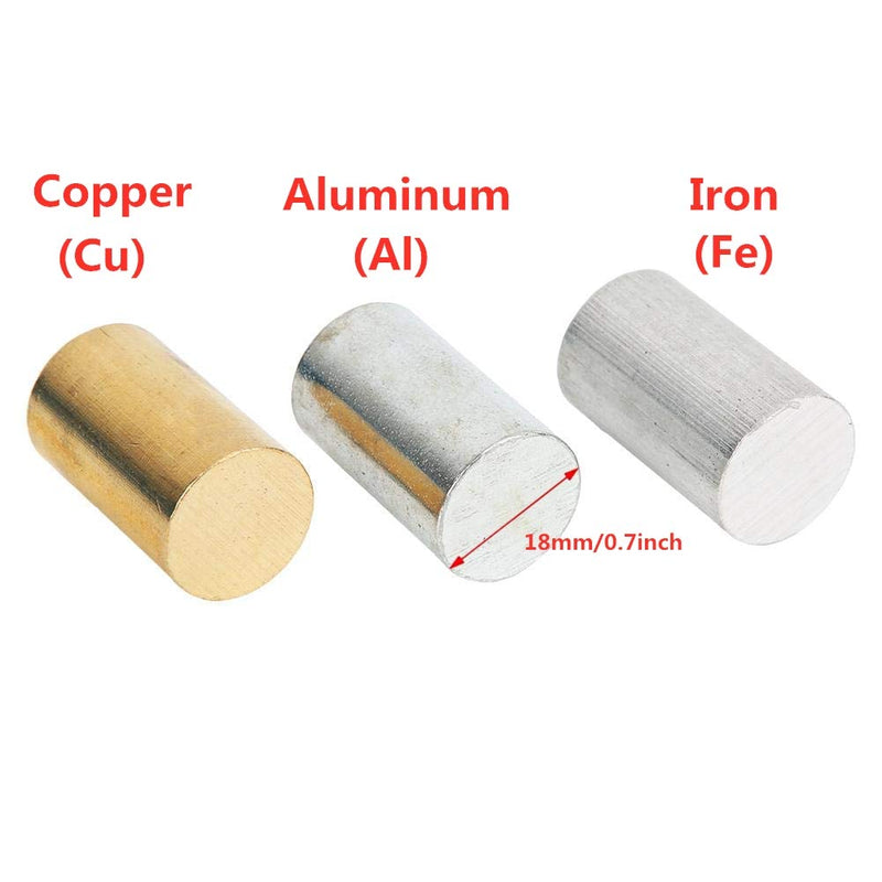 [Australia - AusPower] - Iron Cubes 3-Piece Equal Length Cylinders, Brass, Iron, Aluminum for Use with Density, Specific Gravity Activities 