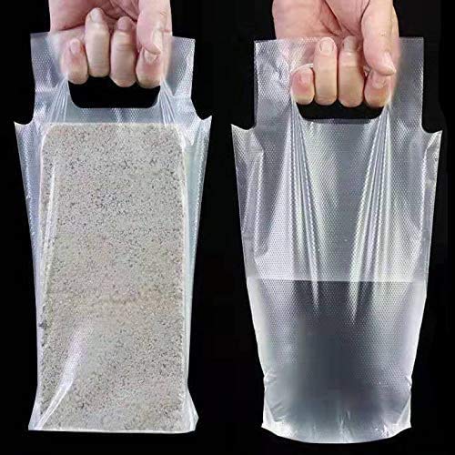 [Australia - AusPower] - Clear Handle Drink Cup Plastic Bags, Drink Carrier Packaging Bags for Coffee/Juice/Tea, Portable Carrier for Bar Coffee Shop Delivery, Package Pouches Take-Out Cup Holder (100 PCS, 6.2x10.2") 100 PCS, 6.2x10.2" 
