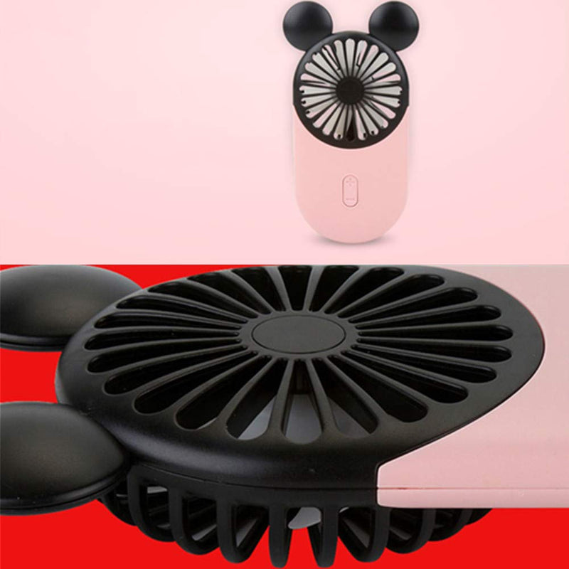 [Australia - AusPower] - Kbinter Cute Personal Mini Fan, Handheld & Portable USB Rechargeable Fan Beautiful LED Light, 3 Adjustable Speeds, Portable Holder, for Indoor Outdoor Activities, Cute Mouse 3 Pack (Red+Pink+Yellow) Red+Pink+Yellow 