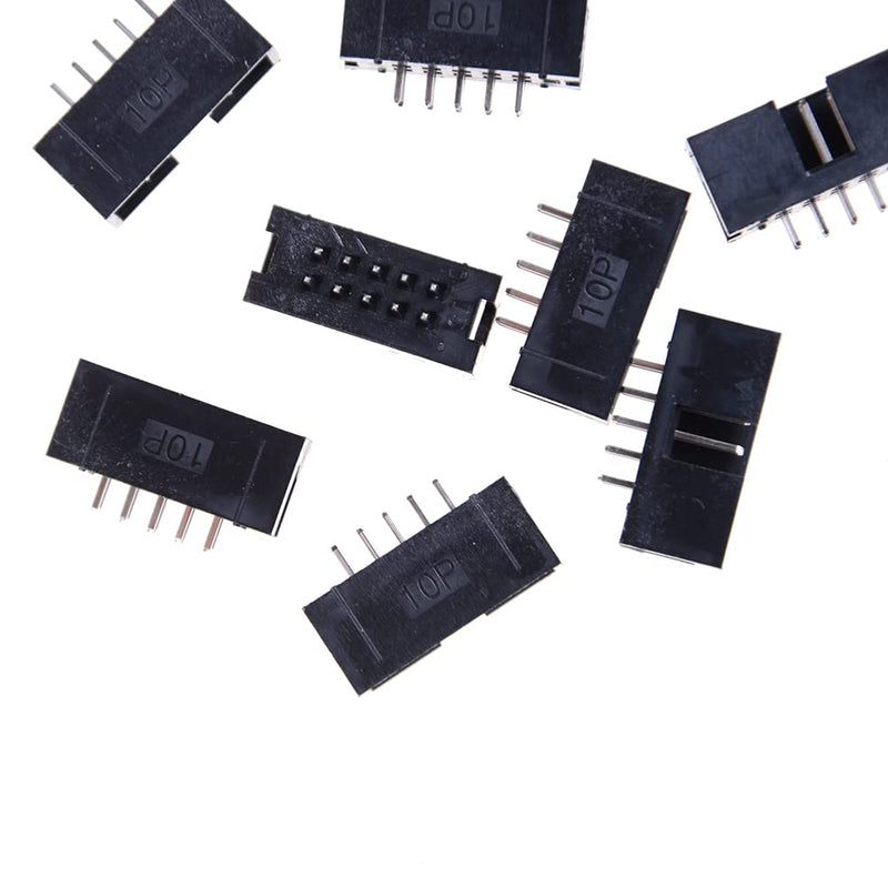 [Australia - AusPower] - Cermant 50PCS DC3 2.54mm/0.1Inch 10 Pin Straight Male Shrouded PCB IDC Socket Box Header Pitch Straight Box Header Connector Black Color (10P) 10P 