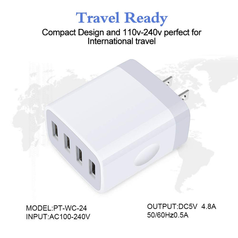 [Australia - AusPower] - iPhone 12 Charger Box Fast Charging 4.8A Multi Port USB Charger Wall Plug Power Adapter Charging Block Cube Brick Compatible iPhone SE/13/12/11 Pro Max, Samsung Galaxy S22 S21 Ultra 5G S20 S10 Note 20 white 