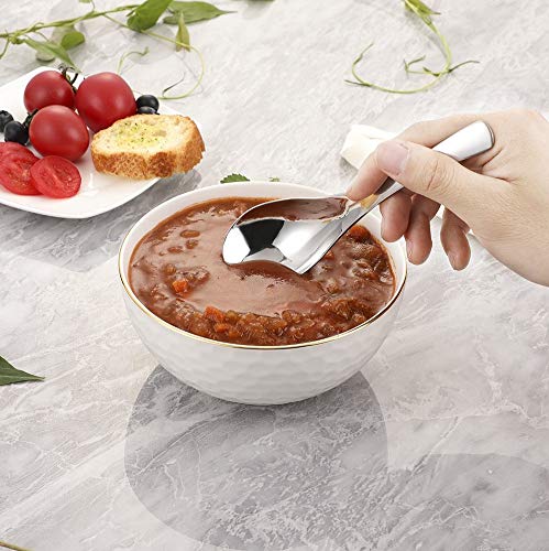 [Australia - AusPower] - Hiware Thick Heavy-weight Soup Spoons, High Quality Stainless Steel Soup Spoons, Table Spoons, Set of 6 Silver 