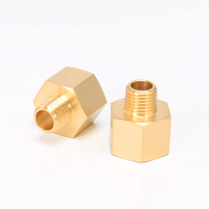 [Australia - AusPower] - BathAce Brass Pipe Fitting, Heavy Duty Metal Thread Solid Brass Reducer Adapter Pipe Reducing Connector, 2 Pack (1/4 Male Pipe x 1/2 Female Pipe) 1/4 Male Pipe x 1/2 Female Pipe 