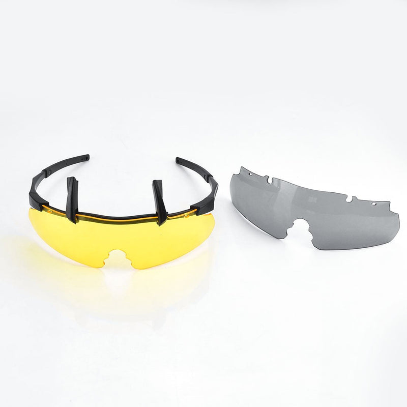 [Australia - AusPower] - Xaegistac Tactical Eyewear 3 Interchangeable Lenses Outdoor Unisex Shooting Glasses Black Frame 