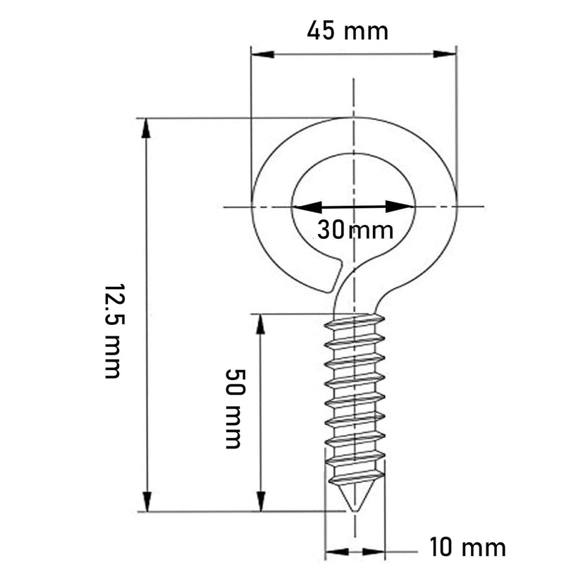 [Australia - AusPower] - 4 Pcs 5 Inch Black Eye Hooks, Eye Bolts Screw in Hooks for Swings Chair, Yoga, Indoor Outdoor Use. 4 