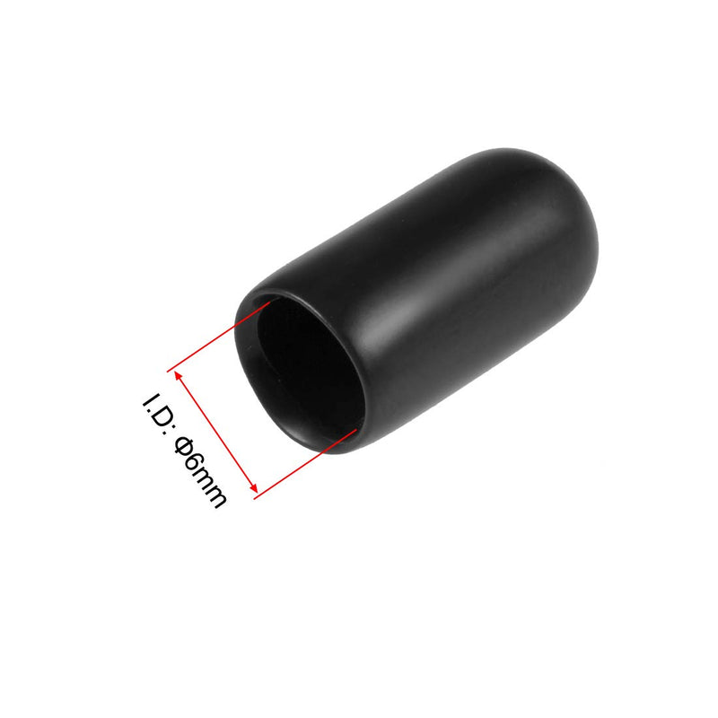 [Australia - AusPower] - uxcell 80pcs Rubber End Caps 1/4"(6mm) ID Vinyl Round End Cap Cover Screw Thread Protectors Black 