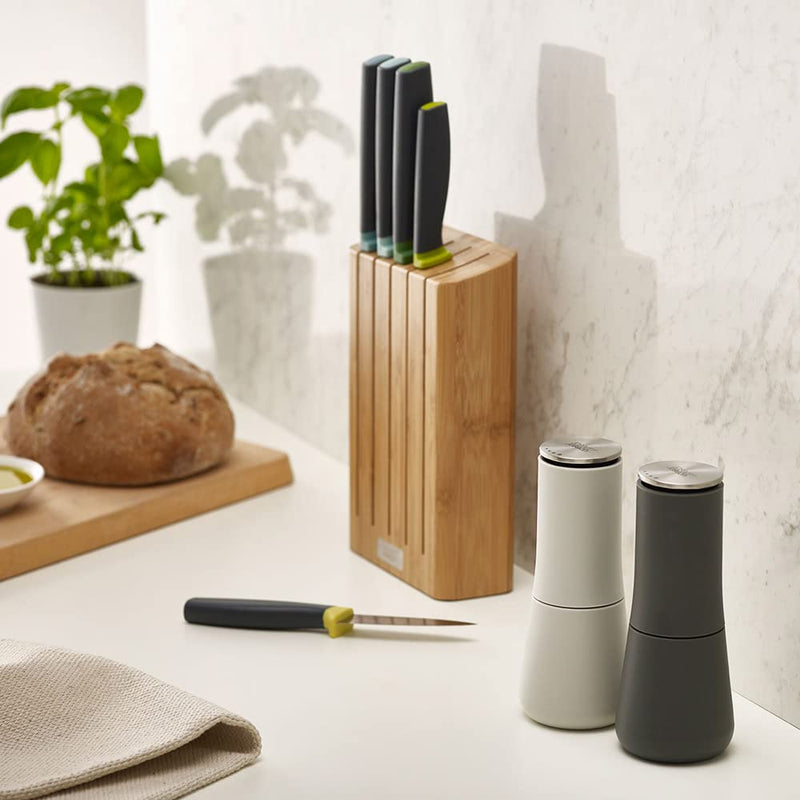 [Australia - AusPower] - Joseph Joseph - 95036 Joseph Joseph Milltop Salt and Pepper Grinder Set with Adjustable Grind Size Coarseness, Dark Gray/White, 2-piece 