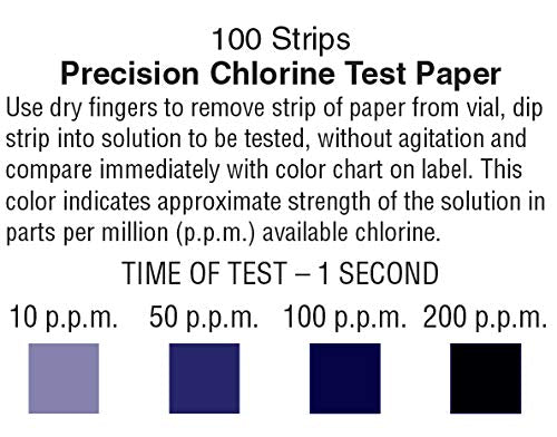 [Australia - AusPower] - Six Pack Restaurant Sanitizer Chlorine Test Paper, 10-200 ppm [6 Vials of 100 Paper Strips] 600 