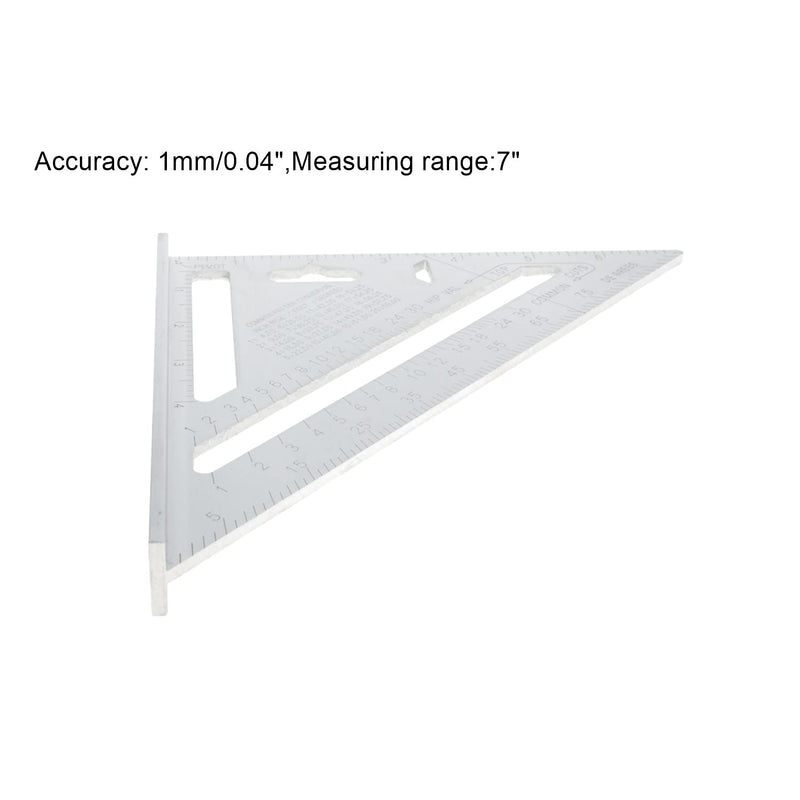 [Australia - AusPower] - Auniwaig Triangle Angle Ruler, Triangle Rafter Square Ruler, 7 inch Imperial Aluminum Alloy Protractor Trammel Woodworking Measuring Tool for Carpenter Engineer 