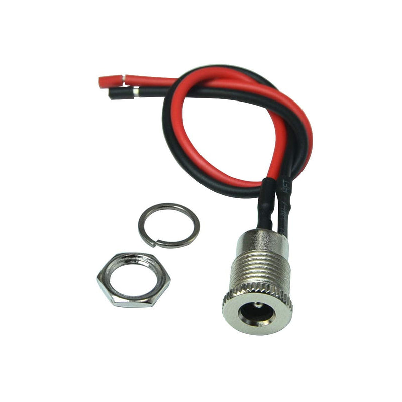 [Australia - AusPower] - 5.5 x 2.1 MM 5A DC Power Jack Socket Dc-099 30V Threaded Female Mount Connector Adapter with 5.9Ich 18Awg Cable(Pack of 10) 10pcs 5.5x2.1 