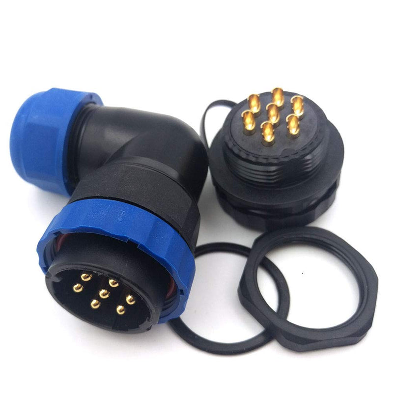 [Australia - AusPower] - SZJELEN SD28 2Pin~26Pin IP67 Flanged Elbow Circular Waterproof Connector Plug and Socket,Electrical Wire Cable Connector (7-Pin) 7-Pin 
