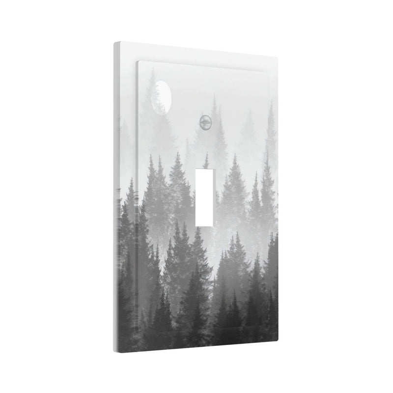 [Australia - AusPower] - Misty Forest Landscape 1 Gang Light Switch Cover Outlet Covers Plate Farmhouse Rustic Decorative Single Toggle Wall Plate Electrical Switchplate Faceplate Home Decor Accessories 5" x 3" White Gray Single Toggle 1 Gang White Gray Misty Forests Landscape 