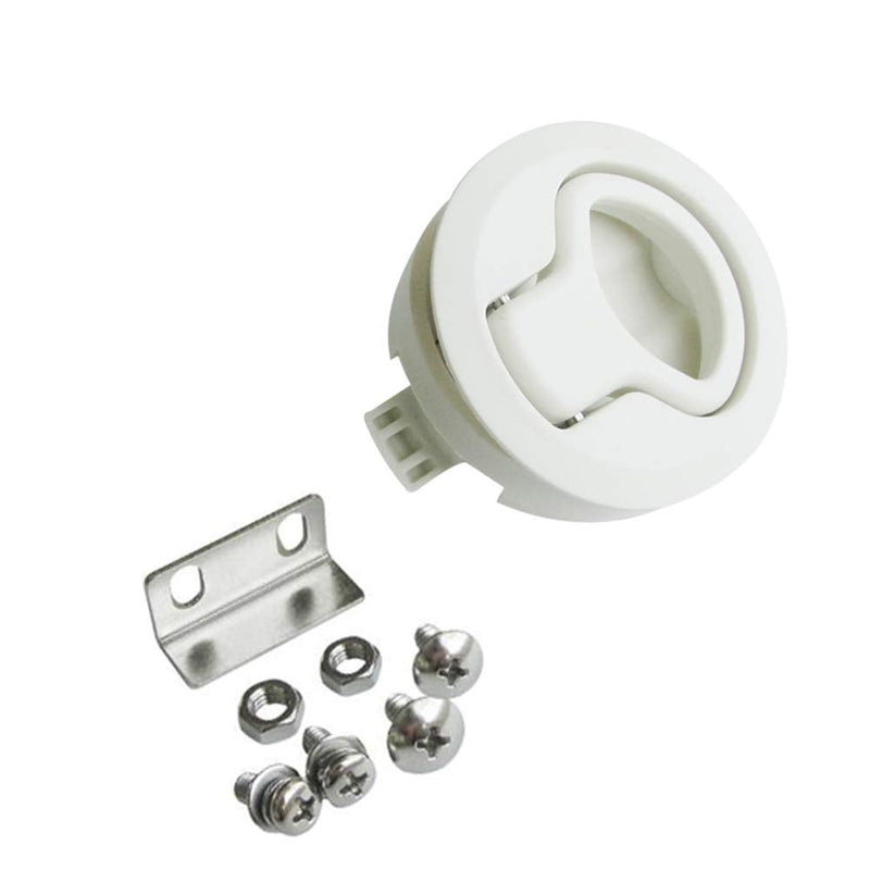 [Australia - AusPower] - 2PCS Boat 2'' Flush Pull Latch Slam Latch Hatch Round Pull Latch White Plastic for RV Boat Door Latches Deck Hatch 1/4'' Door Cabinet Hardware 2 Pieces 