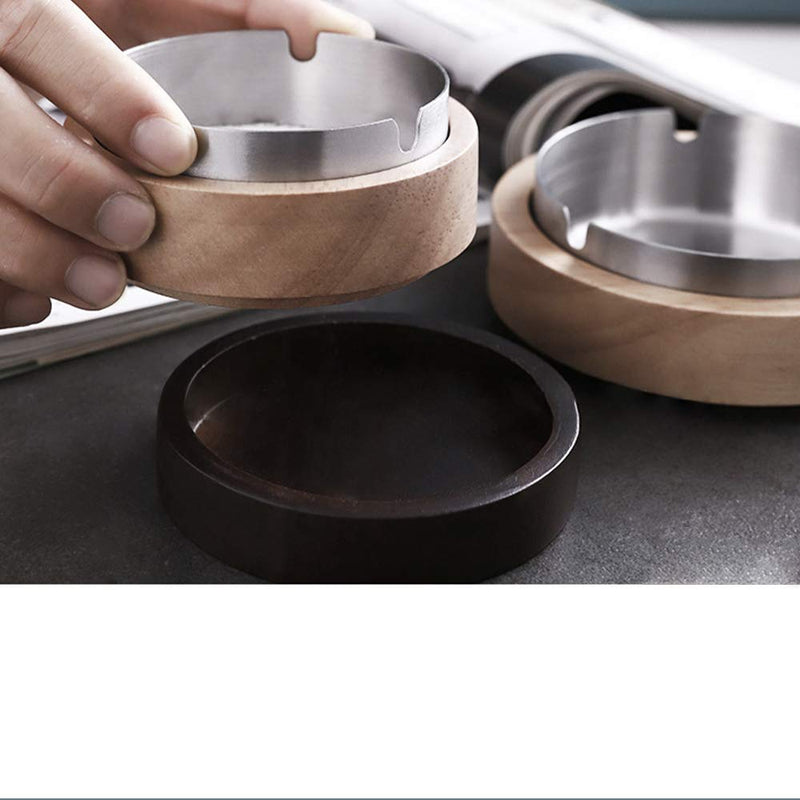 [Australia - AusPower] - VViN Windproof Ash Tray for Weed with Lid - Large, Cigarette Ashtray Wood with Stainless Steel Liner for Outdoors and Indoors Use, Smoking Ashtray for Home Office 