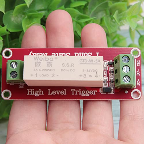[Australia - AusPower] - Acxico 1Pcs 3-32V DC 1-Channel SSR Solid State Relay High-Low Trigger 5A 5V 12V for Arduino 