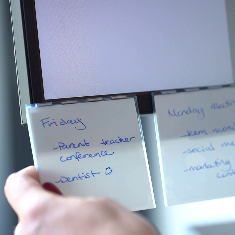 [Australia - AusPower] - Bravestorming Mover Erase, Stackable and Magnetic Mini Whiteboard on The Palm, 72x72x3mm, Pack of 4 (Pen Included) (White), Art Supplies for School and Office Projects and Presentations White 