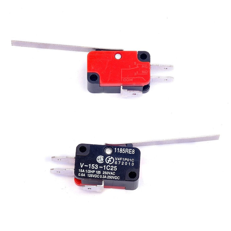 [Australia - AusPower] - Cylewet 6Pcs V-153-1C25 Micro Limit Switch Long Straight Hinge Lever Arm SPDT Snap Action LOT for Arduino (Pack of 6) CYT1068 