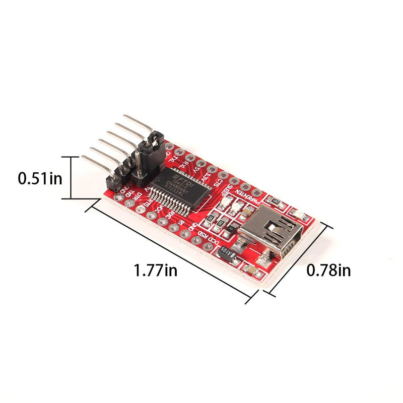 [Australia - AusPower] - 4pcs 3.3V 5V FT232RL FTDI Mini USB to TTL Serial Converter Adapter Module for Arduino Mini Port 4PCS Red 