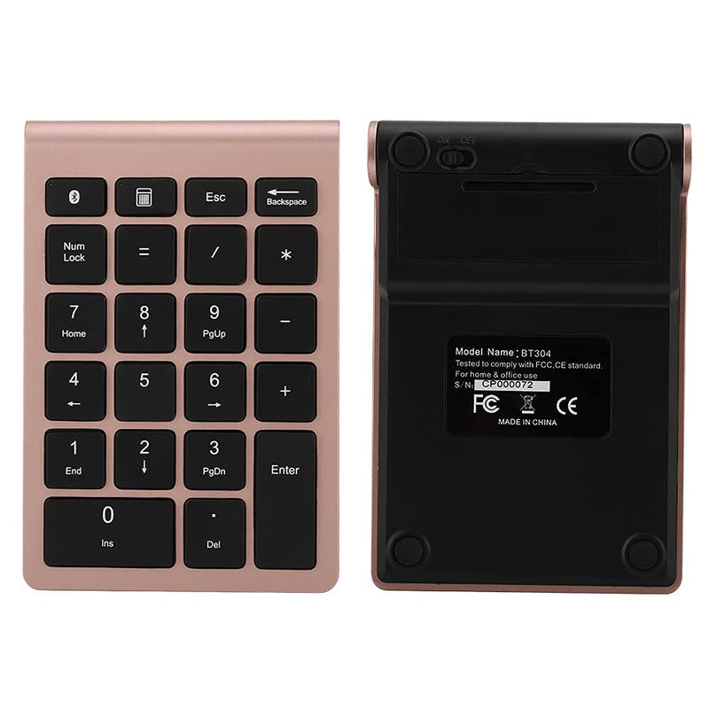 [Australia - AusPower] - Bluetooth Number Pad, 22 Keys Number Keypad with Shortcut Key, 10Keys Portable Financial Accounting Wireless Number Pad, Bluetooth 5.0 Numeric Keyboard for Laptop, PC, Desktop, Pad(Rose Gold) 