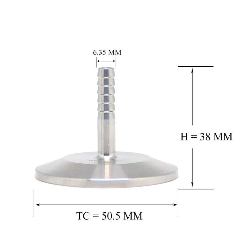 [Australia - AusPower] - QiiMii SS304 1.5" Tri Clamp to 1/4" Hose Barbed Adapter Sanitary Hose Pipe Fitting (1/4 Inch Barb Hose) 1/4 Inch Barb Hose 