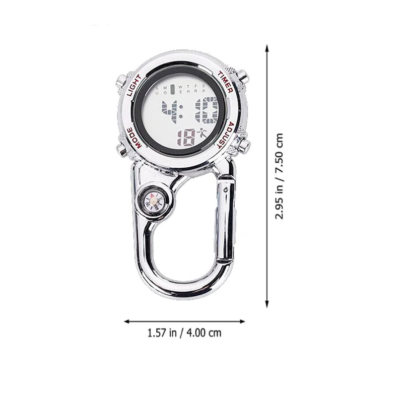 [Australia - AusPower] - Clip on Digital Carabiner Watch Backpack Fob Belt Waterproof and Shockproof Pocket Clip-on Quartz Watch Glow in The Dark Carabiner Watch with Compass Alarm Clock Date Week Gift for Outdoor Sports Red 