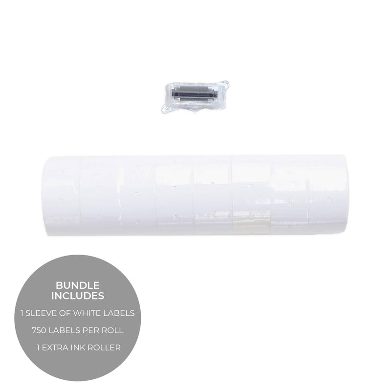 [Australia - AusPower] - 2-Line White Labels for SBLabeler Price and Date Guns / 6000 Two Line Blank Labels/Black Ink Roller Included 