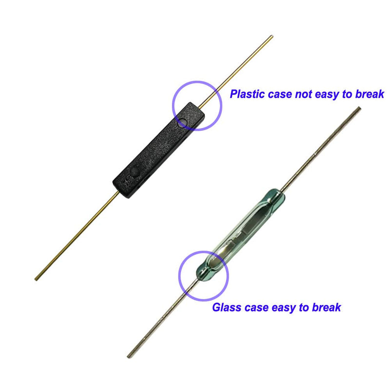 [Australia - AusPower] - Gebildet 10pcs Plastic Reed Switch Reed Contact Normally Open (N/O) Magnetic Induction Switch (2.5mm×14mm) with 20pcs Small Multi-Use Round Magnets Black-E331 