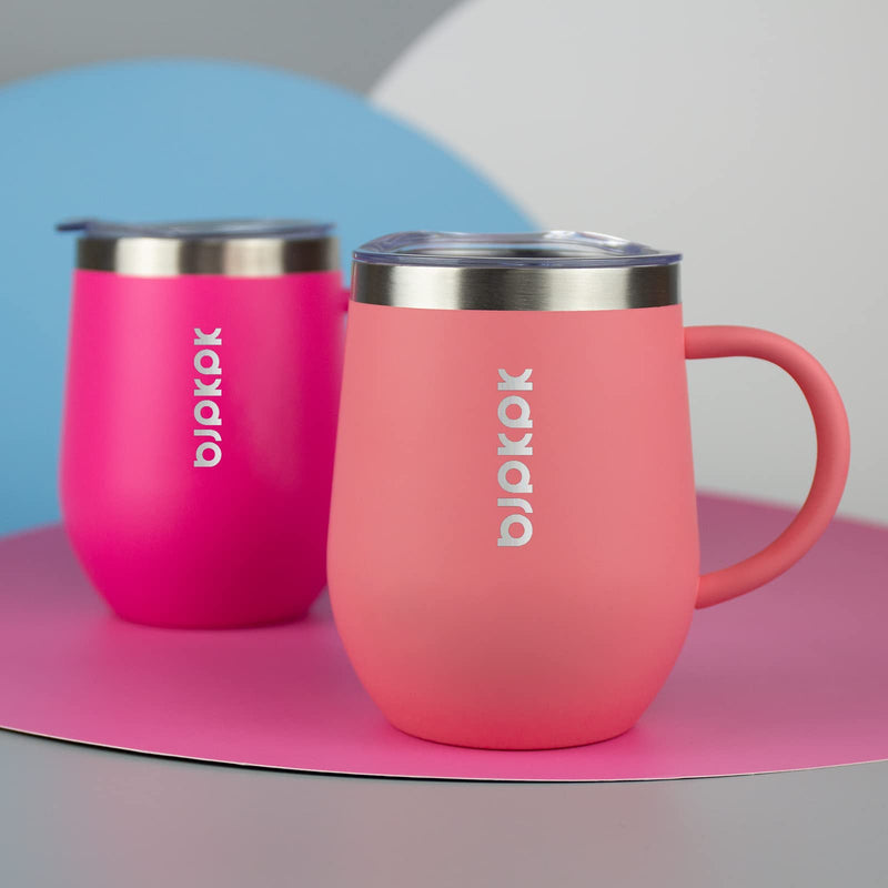 [Australia - AusPower] - BJPKPK 12 oz Stainless Steel Insulated Coffee Tumbler with Lid for Hot Drinks & Cold Drinks-2 Pack- Turquoise 