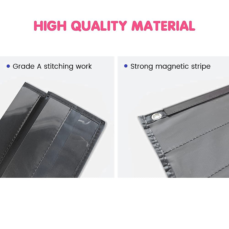 [Australia - AusPower] - Auchq Magnetic Pocket Chart,Standard Pocket Chart with 7+1 Pockets,14 Double-Sided Dry-Eraser Cards for Daily Schedule,Class Demonstrations,Classroom Office Home Activities (Black) Black 