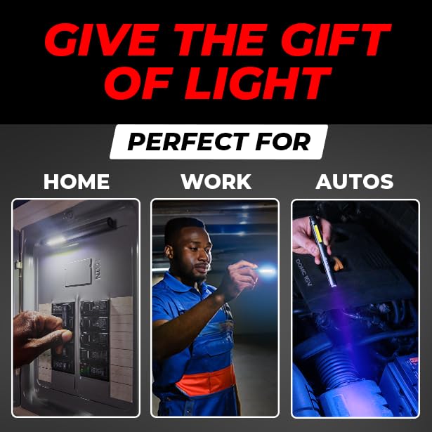 [Australia - AusPower] - Gearlight Rechargeable 3-1 LED COB Work Light with Magnetic Back - This Handheld Flashlight has 3 Modes a Pen Light, Flood Light, and 365nm UV Light - Compact Stocking Stuffer Christmas Gift for Men 
