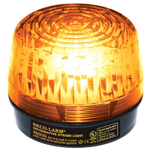[Australia - AusPower] - Seco-Larm SL-1301-SAQ/A Amber Lens Strobe Light, 10 Vertical LED Strips (54 LEDs), Built-in 100dB Programmable Siren, Six Different Flash Patterns, Adjustable Flashing Speed, Indoor/Outdoor Use 