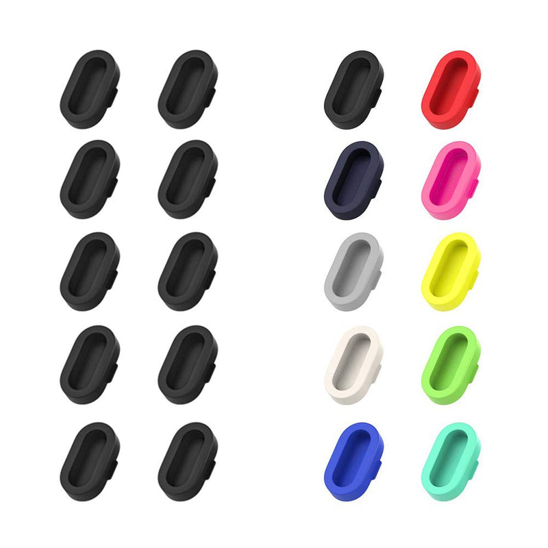 [Australia - AusPower] - Miimall [10 Pack Black] Compatible Garmin Forerunner 935/945/245/45/45S Charger Port Protector, Silicone Anti-dust Plugs Caps Anti Dust Plug for Garmin Instinct/Approach X10/X40/S60/S10 10 x Black + 10 x Multi Colors 