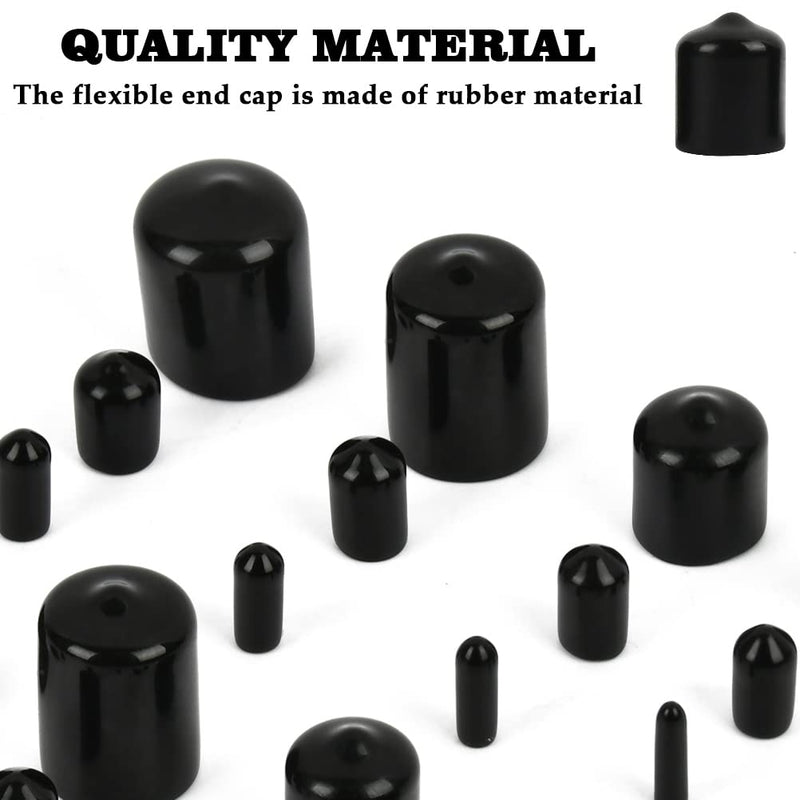 [Australia - AusPower] - BUYGOO 196 Pieces Rubber End Caps Screw Protector Black Caps Bolt Covers Rubber Bolt Covers Caps Rubber Screw Caps in 12 Sizes Form 2/25 to 4/5 Inch 