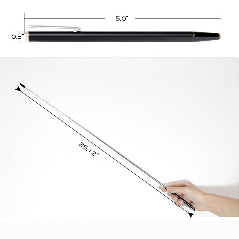 [Australia - AusPower] - Telescopic Teachers Pointer,Teaching Pointer Stick for Classroom,Metal Hand Retractable Pointer Extended Length 25Inch, Handheld Presenter Whiteboard Pointer (Pure Black) Extendable 25 Inch Pure Black 