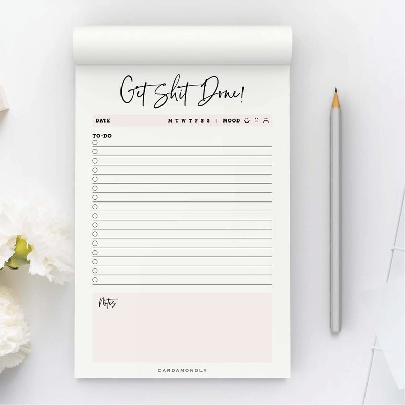 [Australia - AusPower] - Undated Checklist Pad - Get Shit Done Notepad - to DO List - 6 x 9 Inch - Office Decor for Women - 50 Page Tear Off Get Things Done 6 X 9 